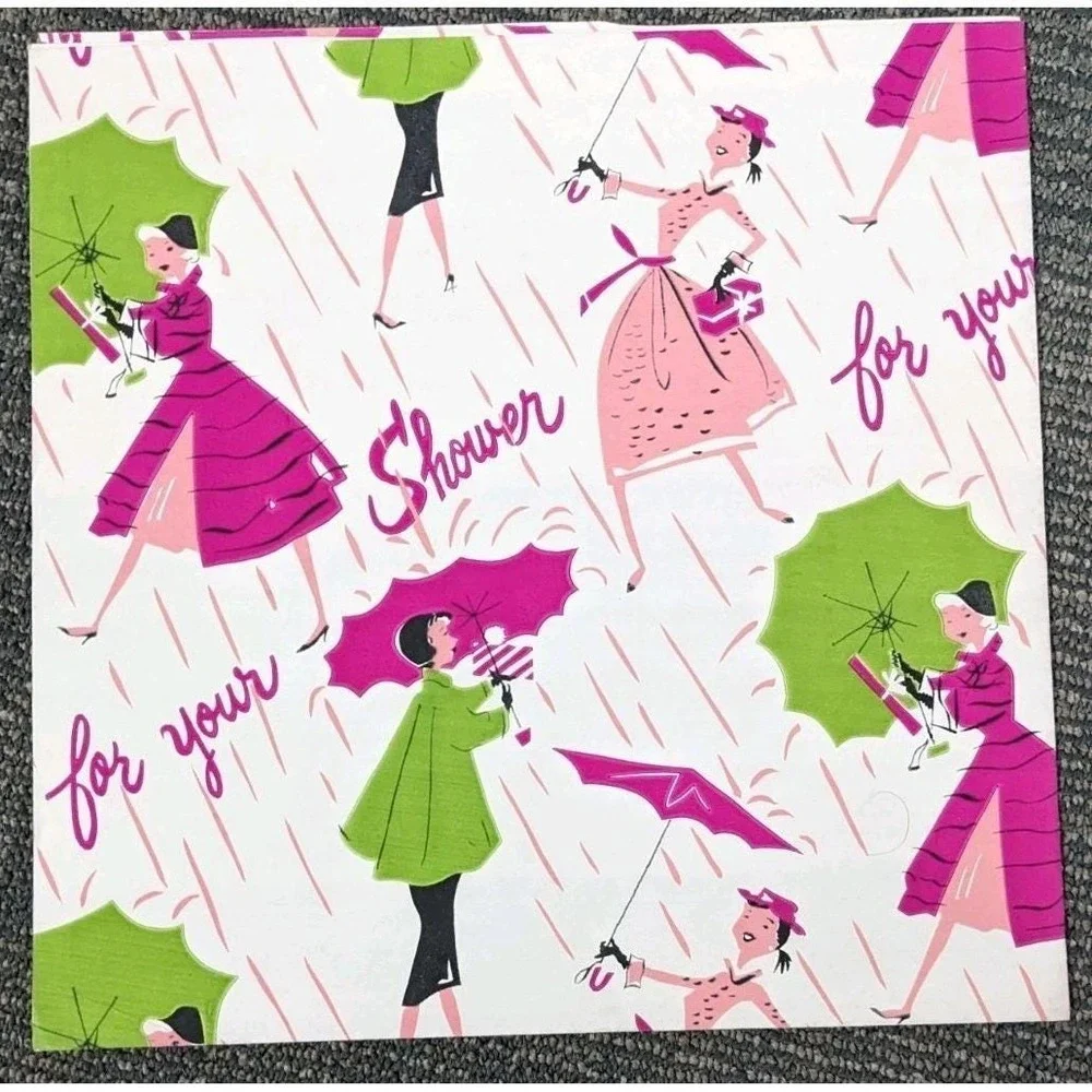 Vtg Bridal Wedding Shower Wrapping Paper Squares Lot 5 Uncut 1950/60/70's